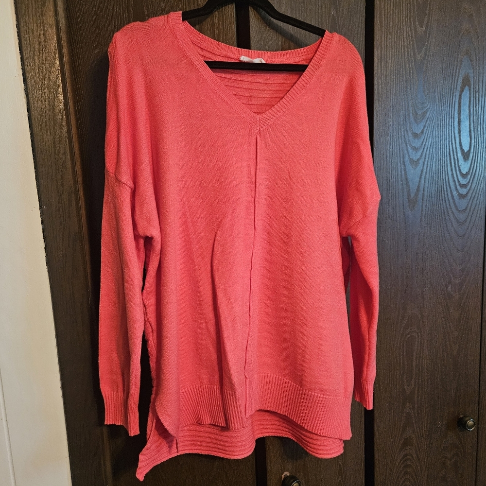 Chic Soul Coral V-Neck Sweater